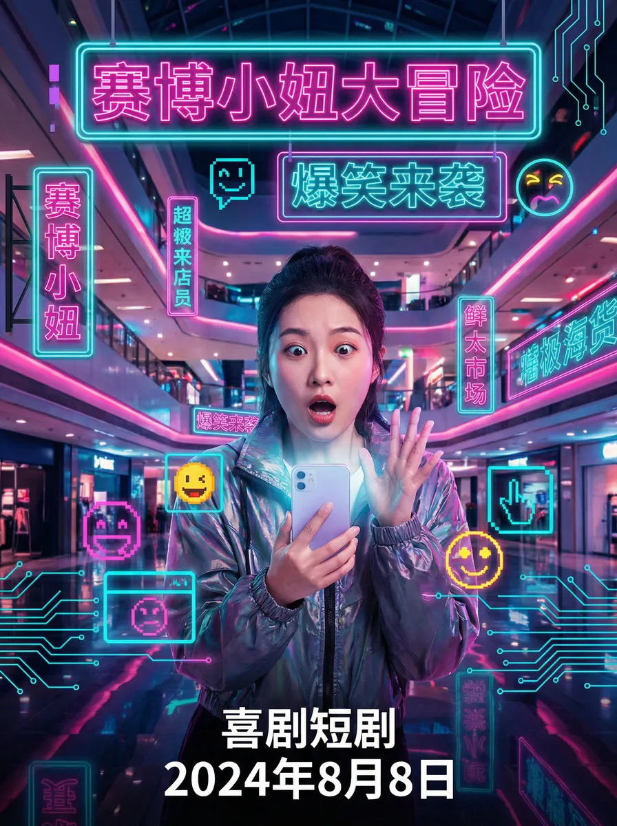 啄木鸟满天星在线观看免费完整版 搞笑喜剧短剧 - 赛博小妞大冒险海报